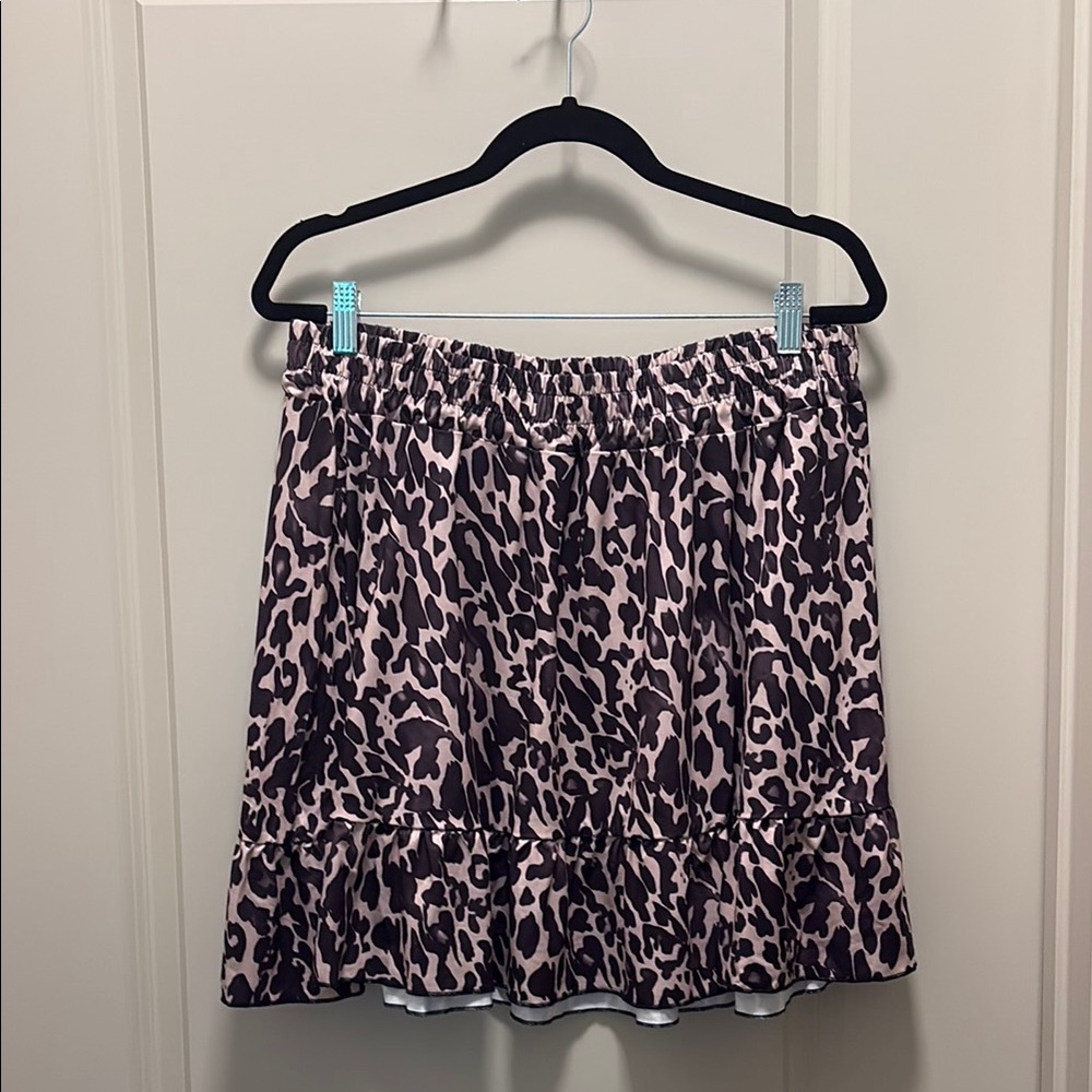 Leopard Print Ruffle Skirt